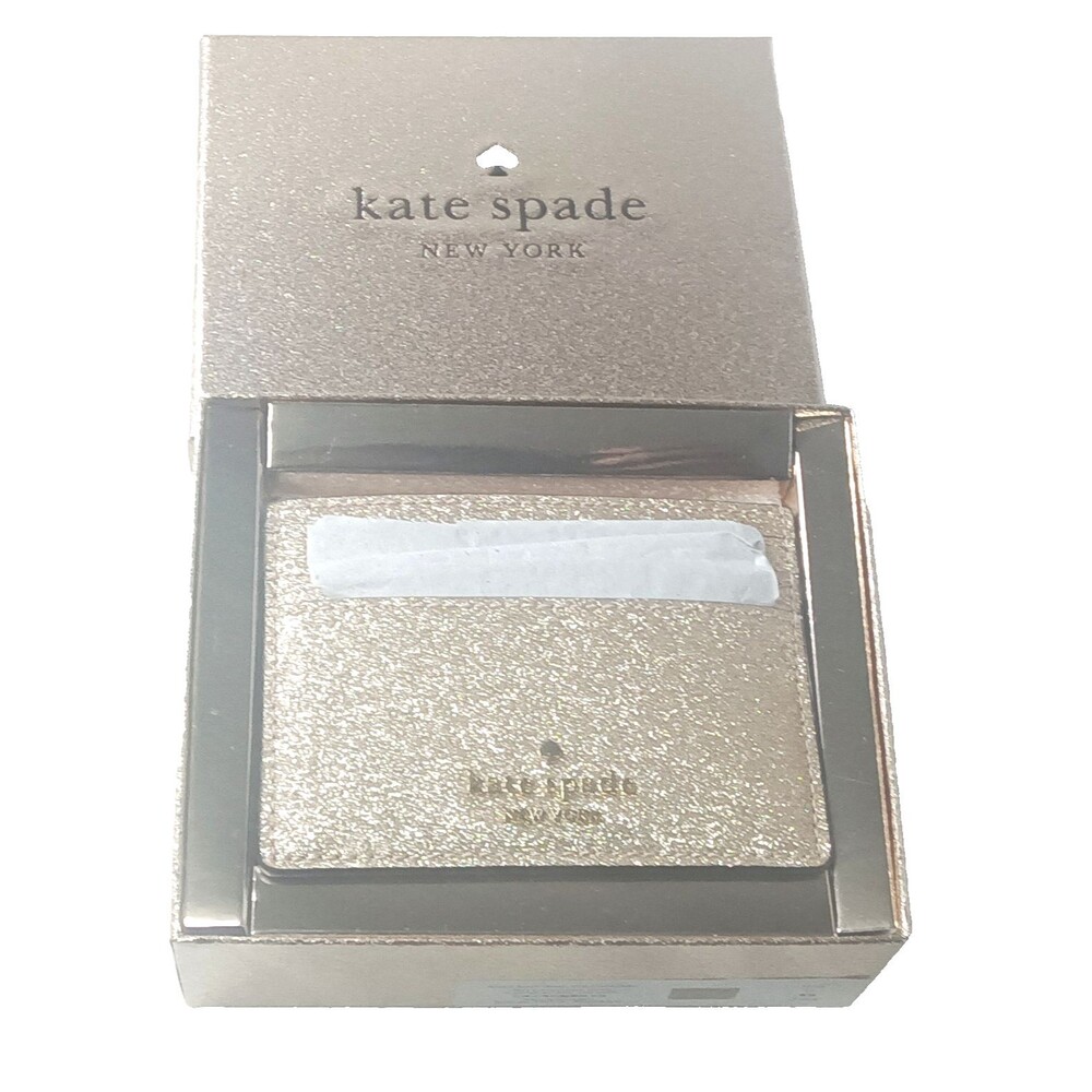 Kate Spade New York Boxed Small Glimmer Glitter Slim Card Holder~Gold Retail $99